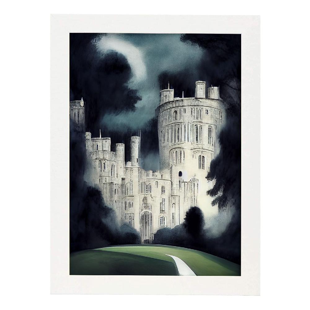 Nacnic Lámina Nacnic Castillo Windsor Nocturno Estilo T. Burton