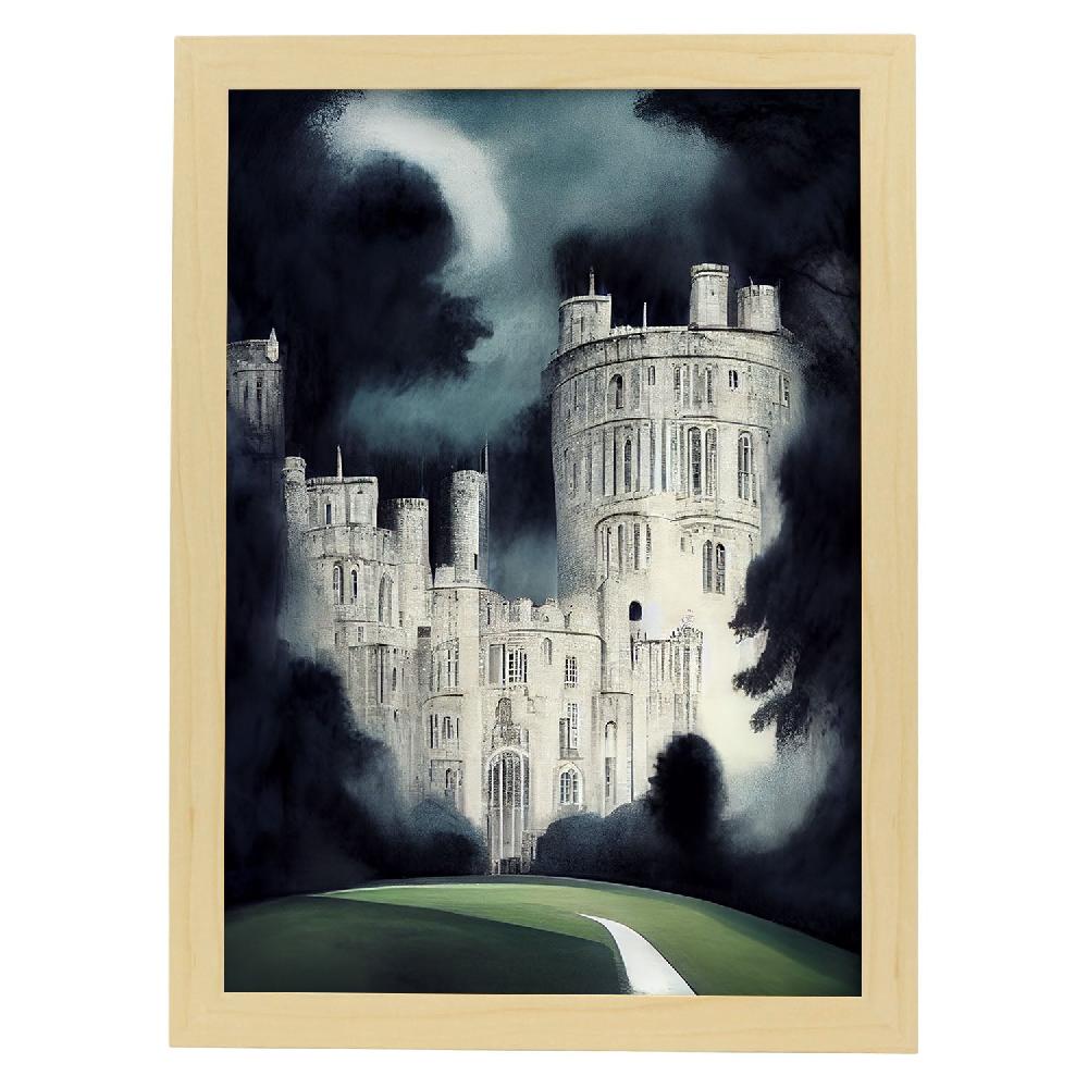 Nacnic Lámina Nacnic Castillo Windsor Nocturno Estilo T. Burton