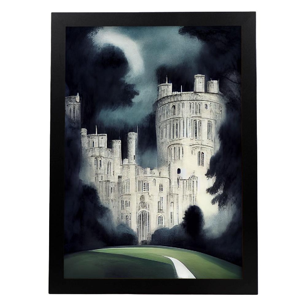 nacnic Lámina Nacnic Castillo Windsor Nocturno Estilo T. Burton