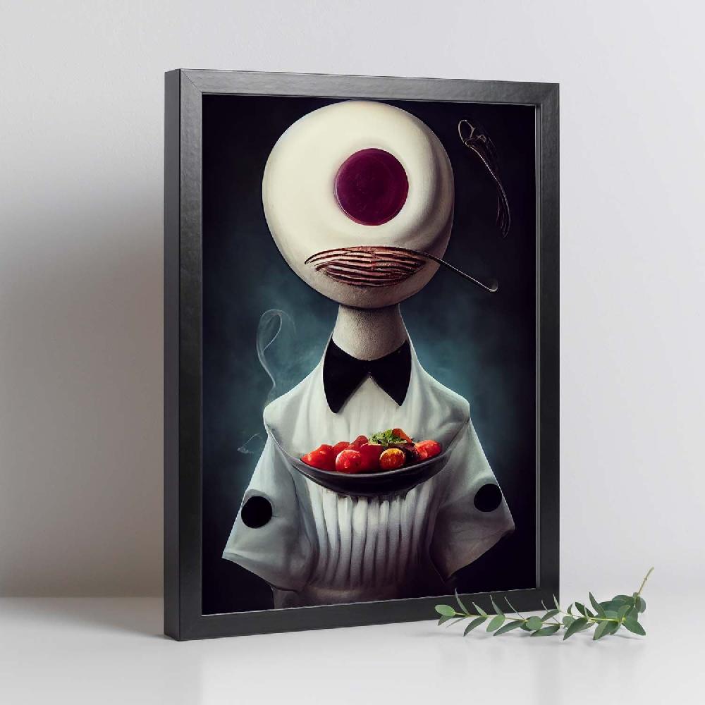 Nacnic Lámina Nacnic Chef Paciente Al Estilo T. Burton En Arte Gótico Y Oscuro