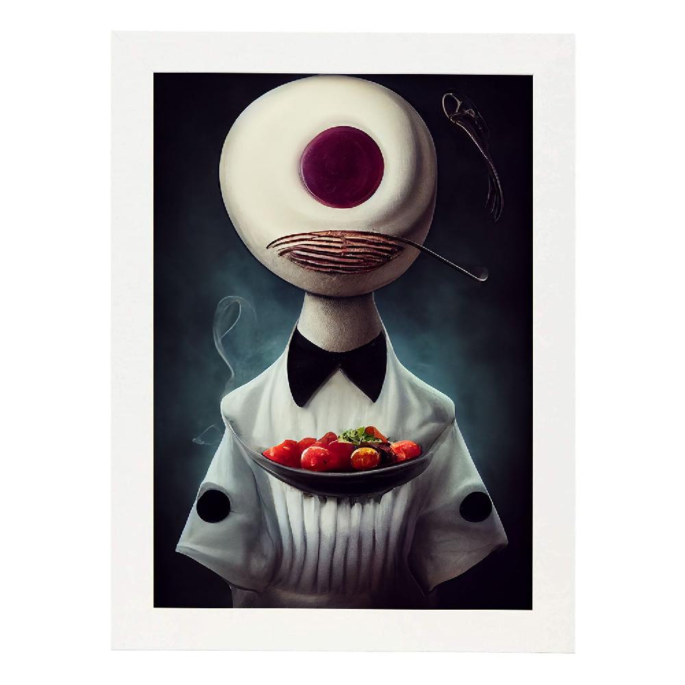 Nacnic Lámina Nacnic Chef Paciente Al Estilo T. Burton En Arte Gótico Y Oscuro