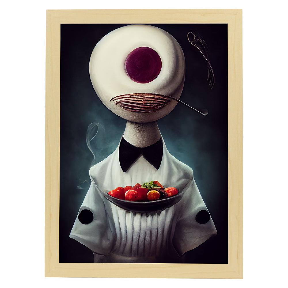 Nacnic Lámina Nacnic Chef Paciente Al Estilo T. Burton En Arte Gótico Y Oscuro