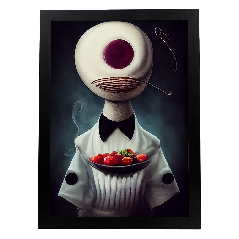 nacnic Lámina Nacnic Chef Paciente al Estilo T. Burton en Arte Gótico y Oscuro