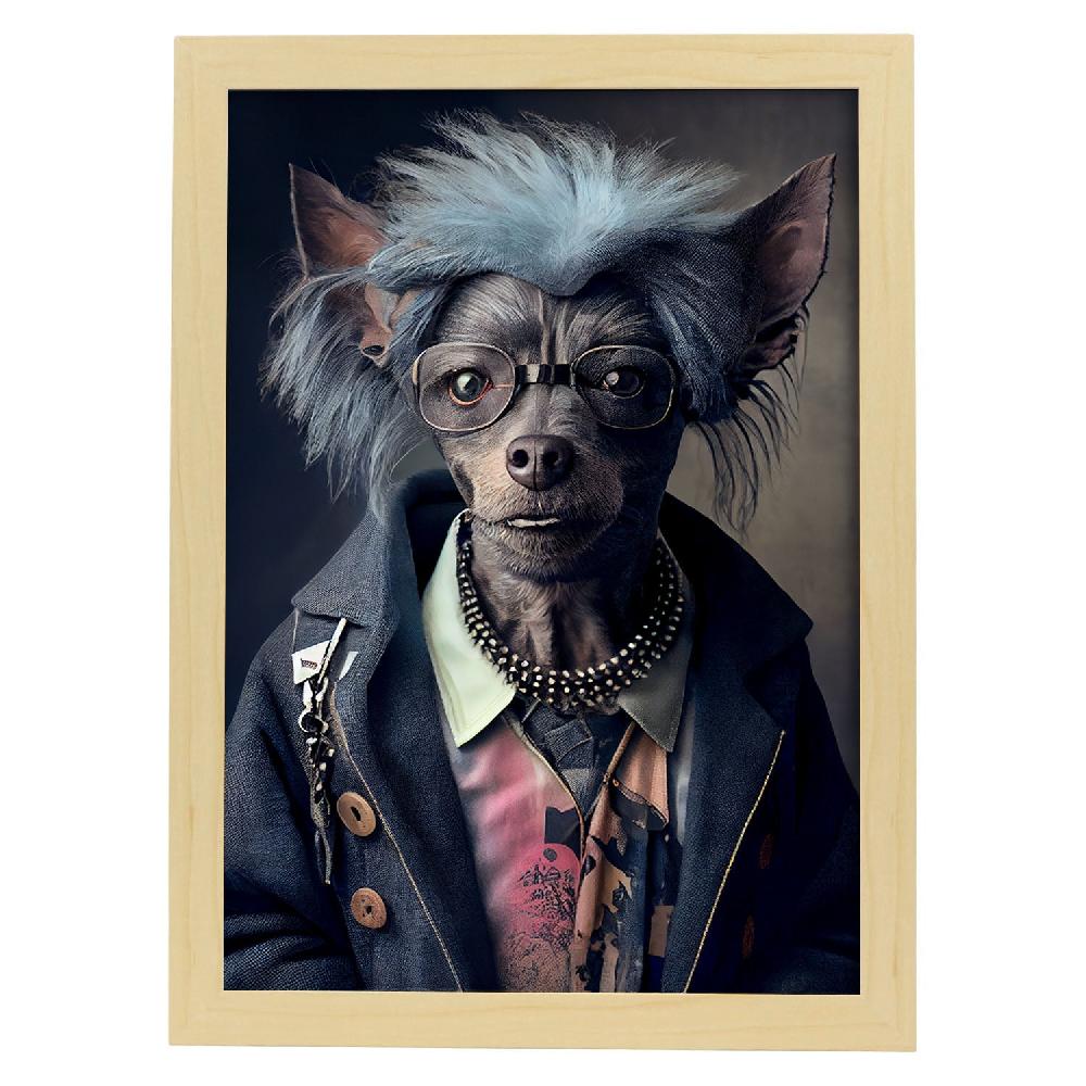 Nacnic Lámina Nacnic Chihuahua Valiente En Estilo Fotografía A Color Con Ropa Humana