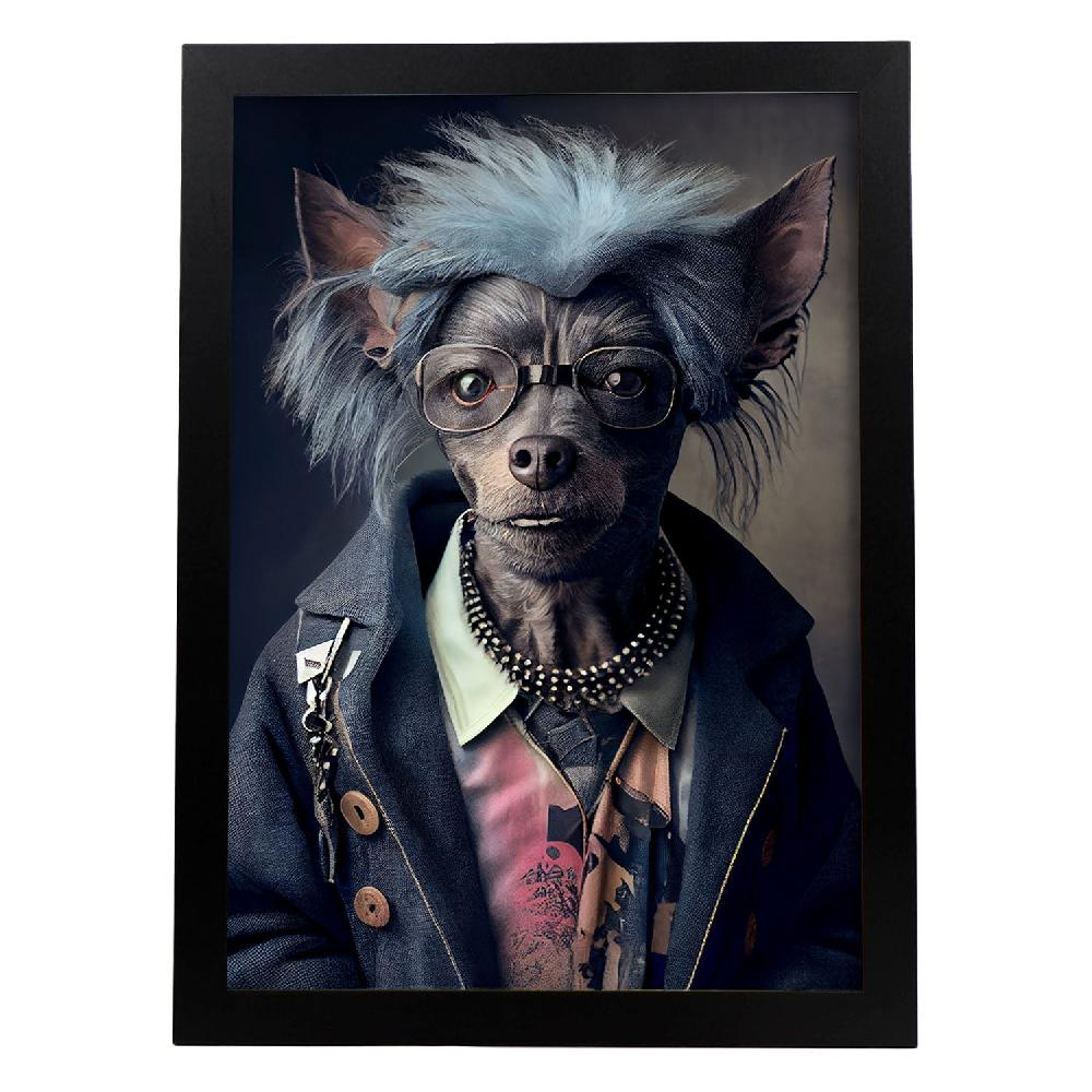 nacnic Lámina Nacnic Chihuahua Valiente en Estilo Fotografía a Color con Ropa Humana