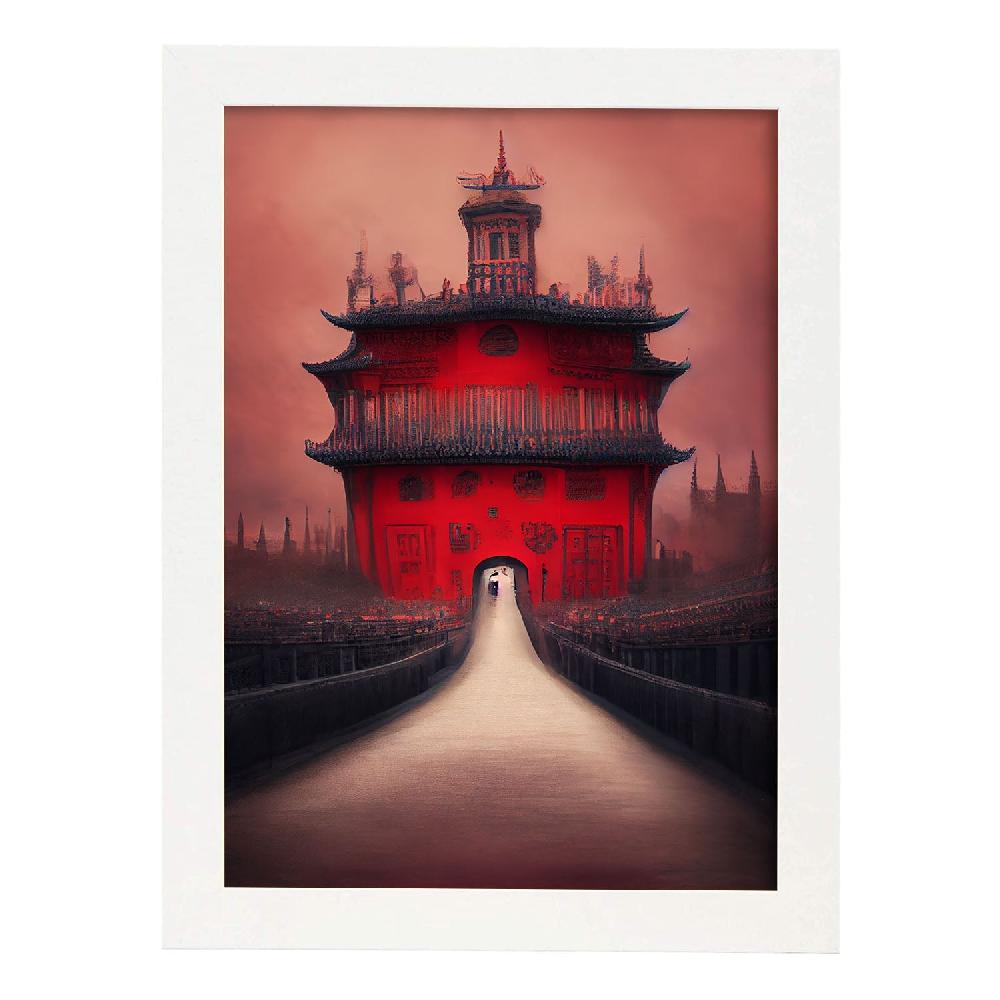 Nacnic Lámina Nacnic Ciudad Prohibida Al Estilo T. Burton En Arte Gótico Y Oscuro