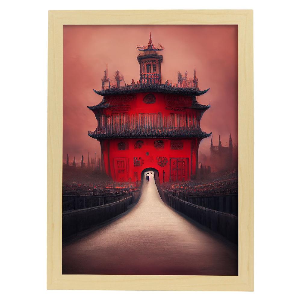 Nacnic Lámina Nacnic Ciudad Prohibida Al Estilo T. Burton En Arte Gótico Y Oscuro