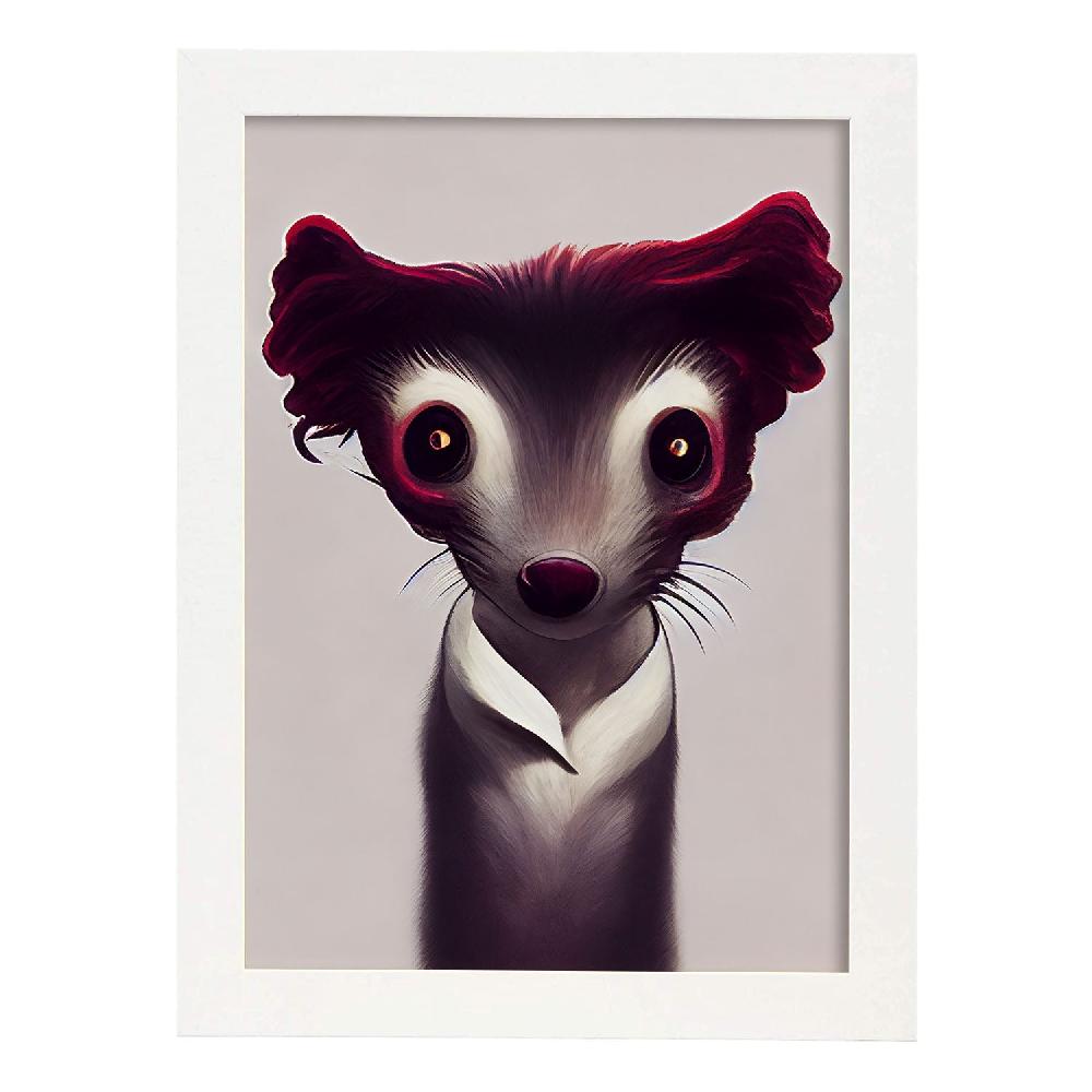 Nacnic Lámina Nacnic Comadreja Tolerante Estilo T. Burton En Arte Gótico Y Oscuro