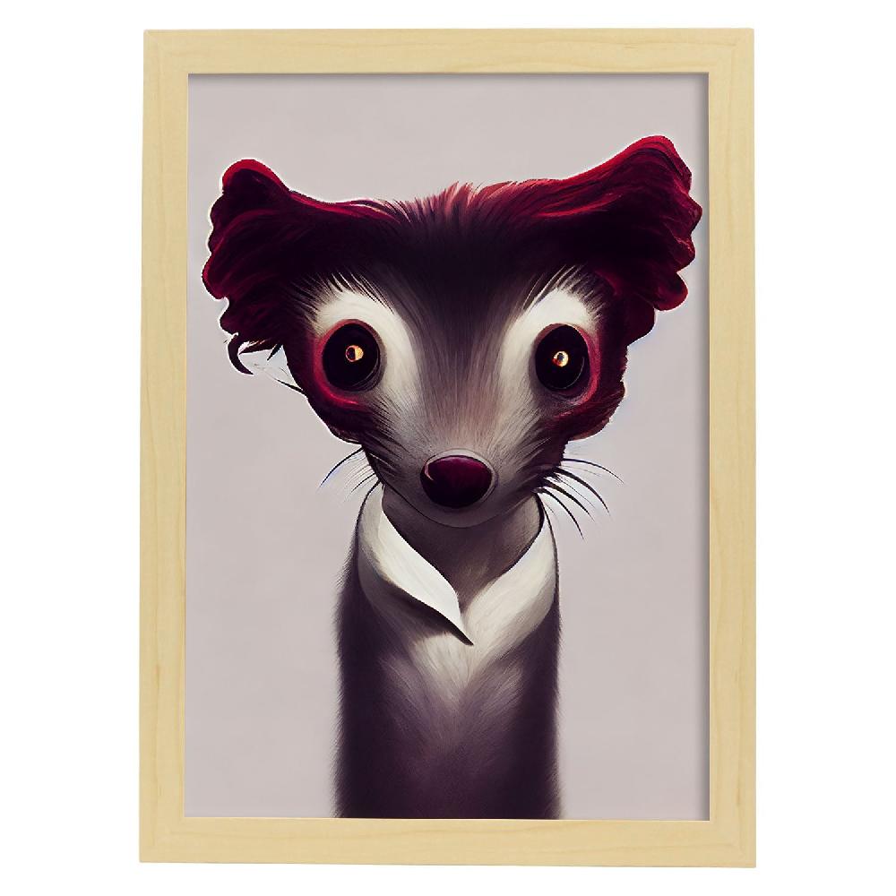Nacnic Lámina Nacnic Comadreja Tolerante Estilo T. Burton En Arte Gótico Y Oscuro