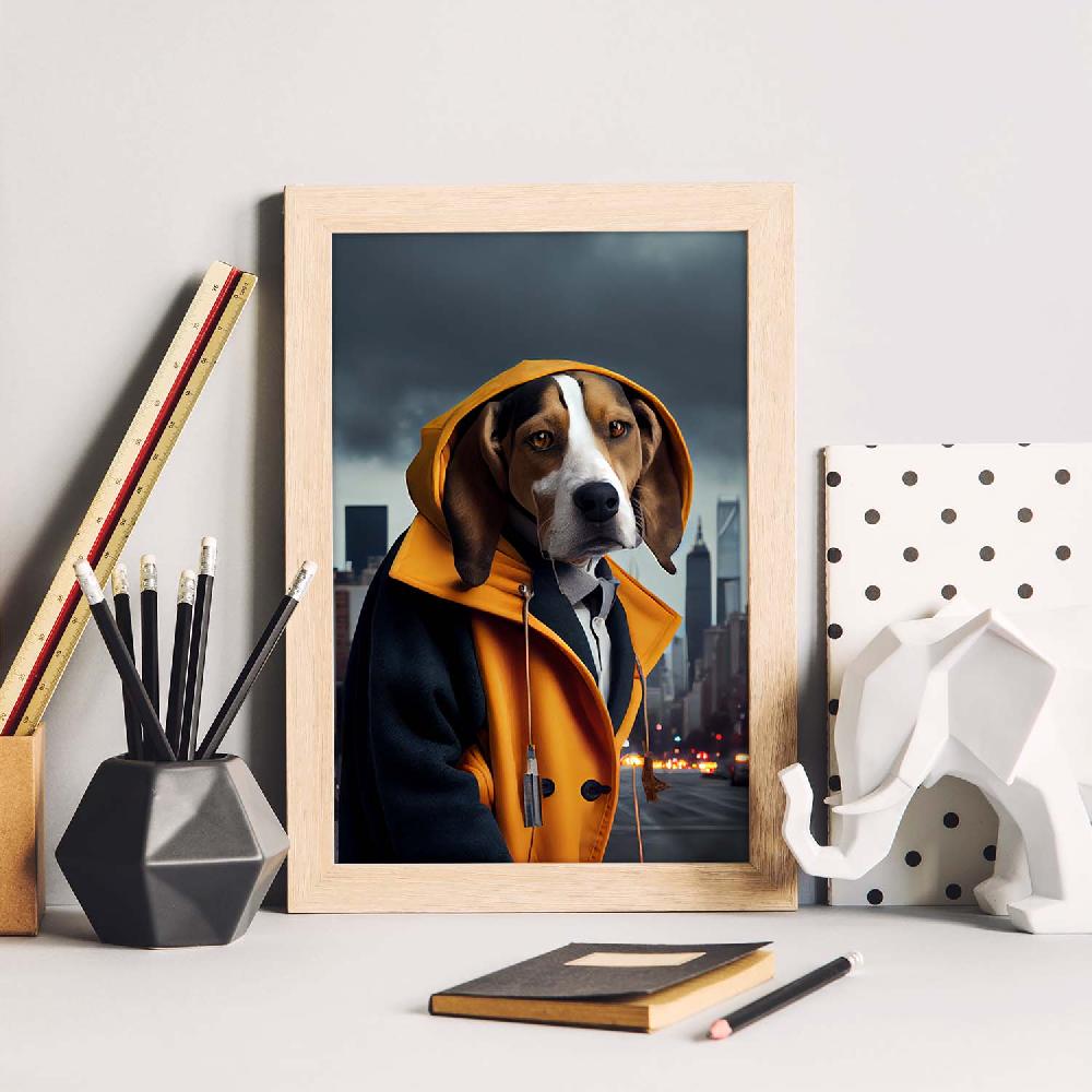 Nacnic Lámina Nacnic De Beagle Compasivo En Estilo Fotografía Colorida Con Ropa Humana