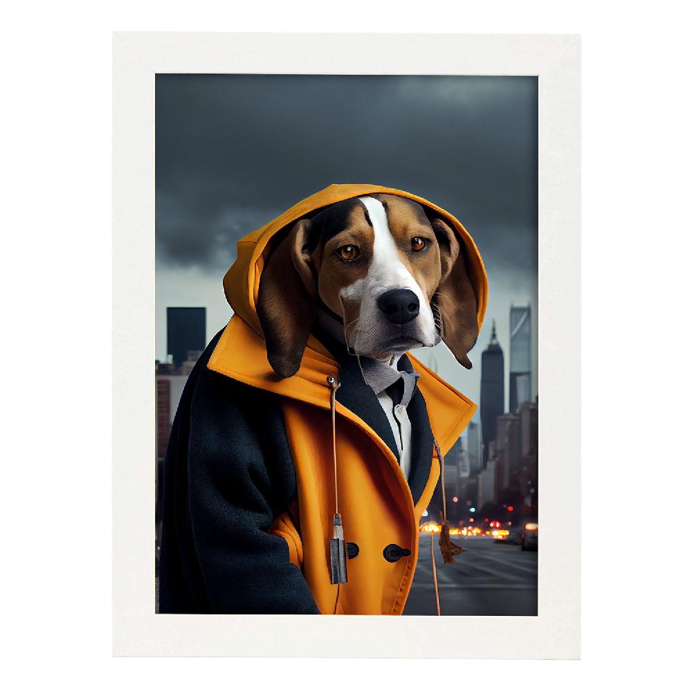 Nacnic Lámina Nacnic De Beagle Compasivo En Estilo Fotografía Colorida Con Ropa Humana