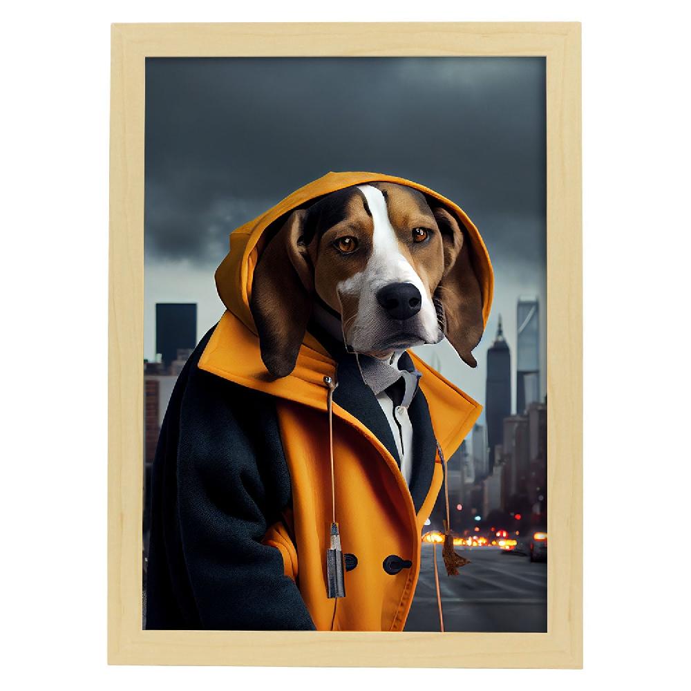 Nacnic Lámina Nacnic De Beagle Compasivo En Estilo Fotografía Colorida Con Ropa Humana