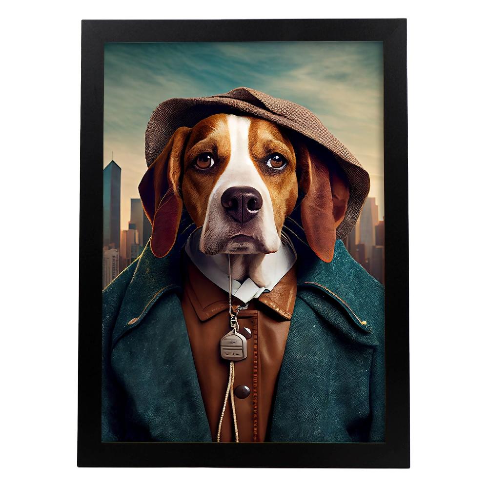 nacnic Lámina Nacnic de Beagle con Accesorios de Ropa Humana