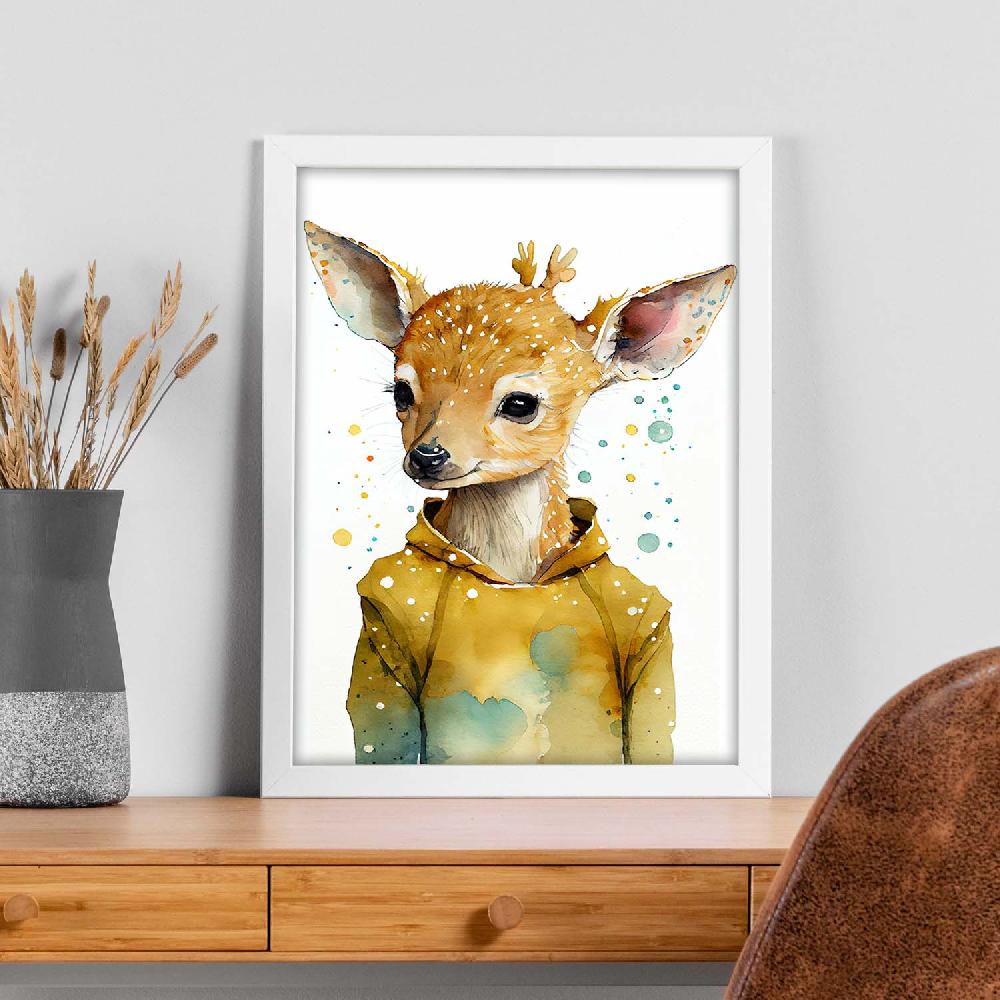 Nacnic Lámina Nacnic De Bebé Seckel Fawn Sonriendo En Blanco