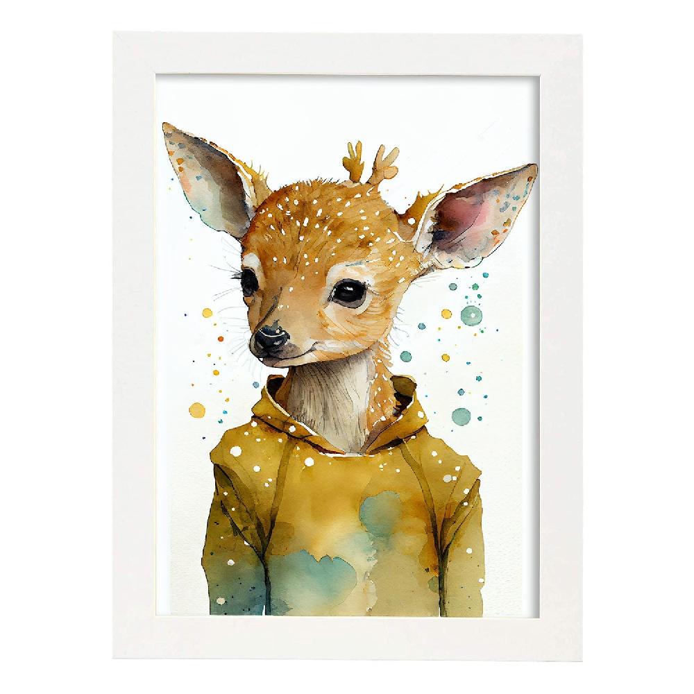 Nacnic Lámina Nacnic De Bebé Seckel Fawn Sonriendo En Blanco