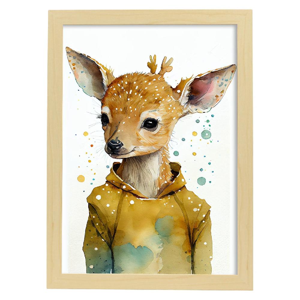 Nacnic Lámina Nacnic De Bebé Seckel Fawn Sonriendo En Blanco