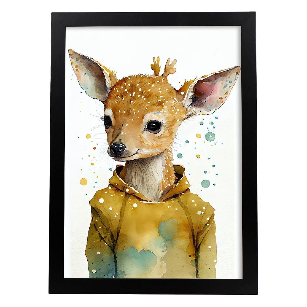 nacnic Lámina Nacnic de Bebé Seckel Fawn Sonriendo en Blanco