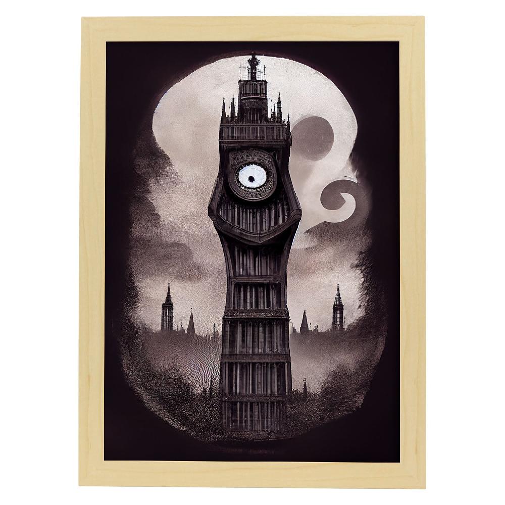 Nacnic Lámina Nacnic De Big Ben Al Estilo T. Burton Para Decoración De Interiores