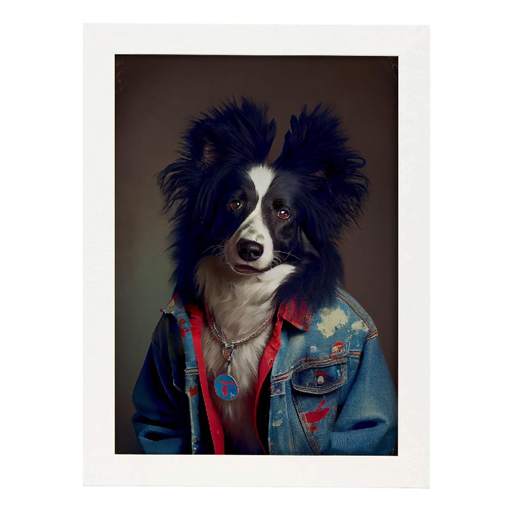 Nacnic Lámina Nacnic De Border Collie Con Vestido Humano