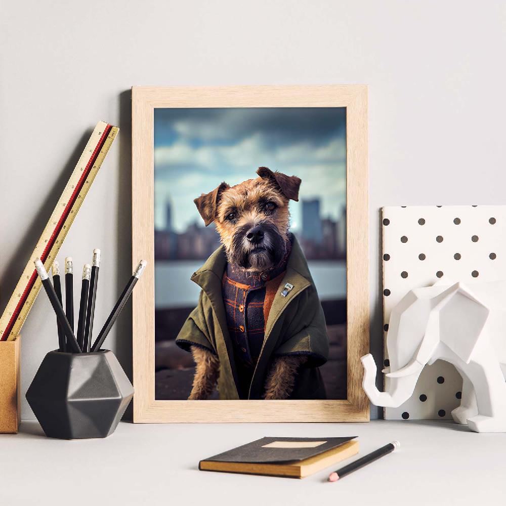 Nacnic Lámina Nacnic De Border Terrier Confiado En Estilo Fotografía A Color