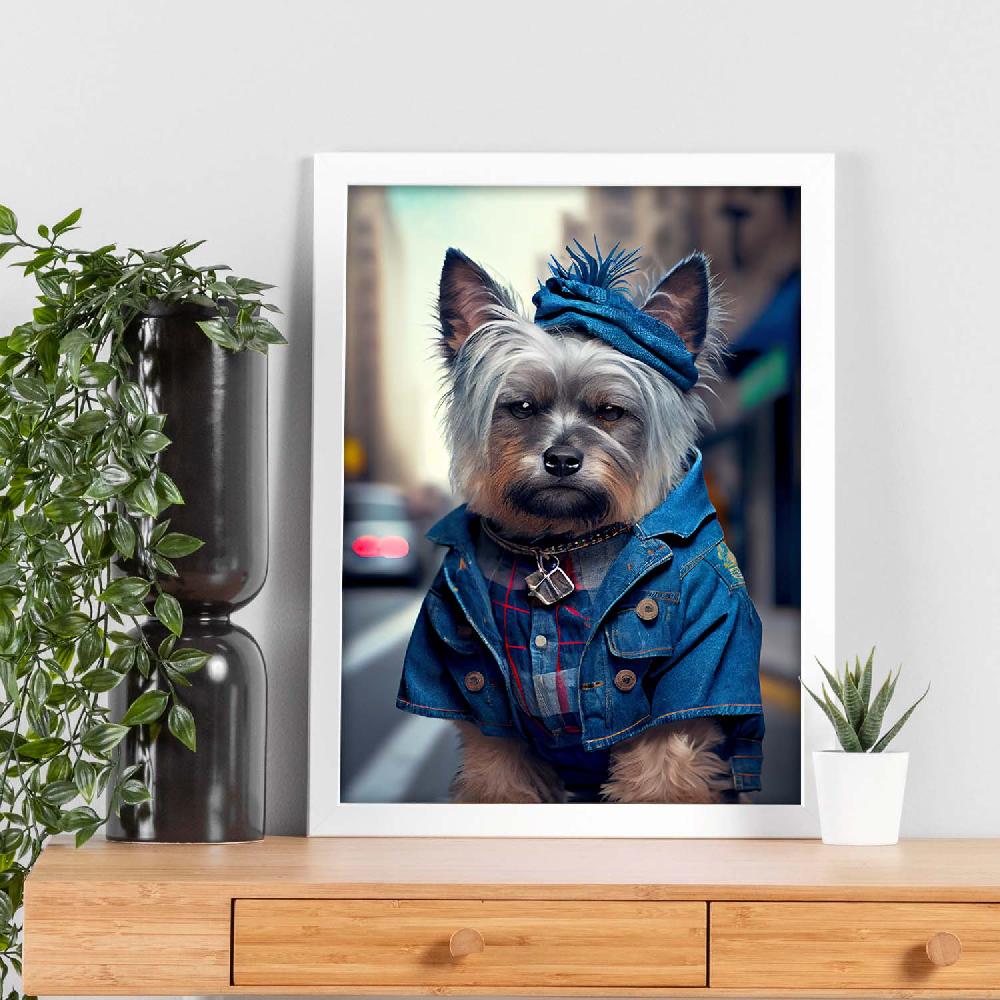 Nacnic Lámina Nacnic De Border Terrier En Estilo Fotografía Colorida Con Ropa Humana