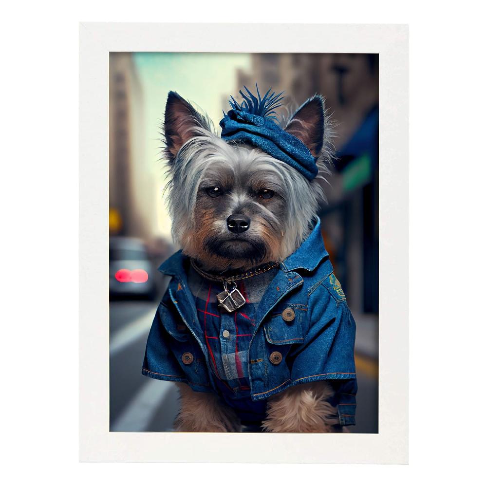 Nacnic Lámina Nacnic De Border Terrier En Estilo Fotografía Colorida Con Ropa Humana