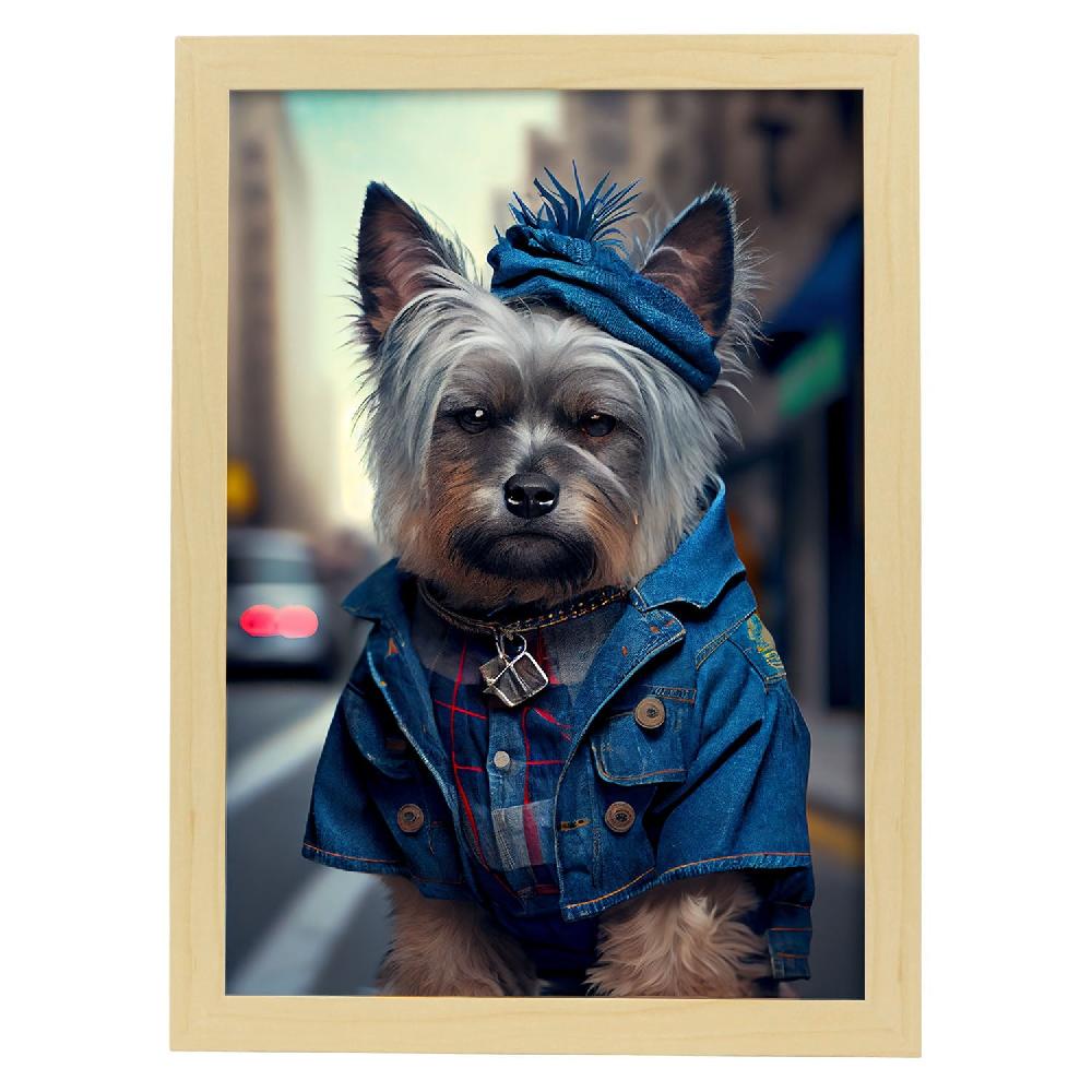 Nacnic Lámina Nacnic De Border Terrier En Estilo Fotografía Colorida Con Ropa Humana