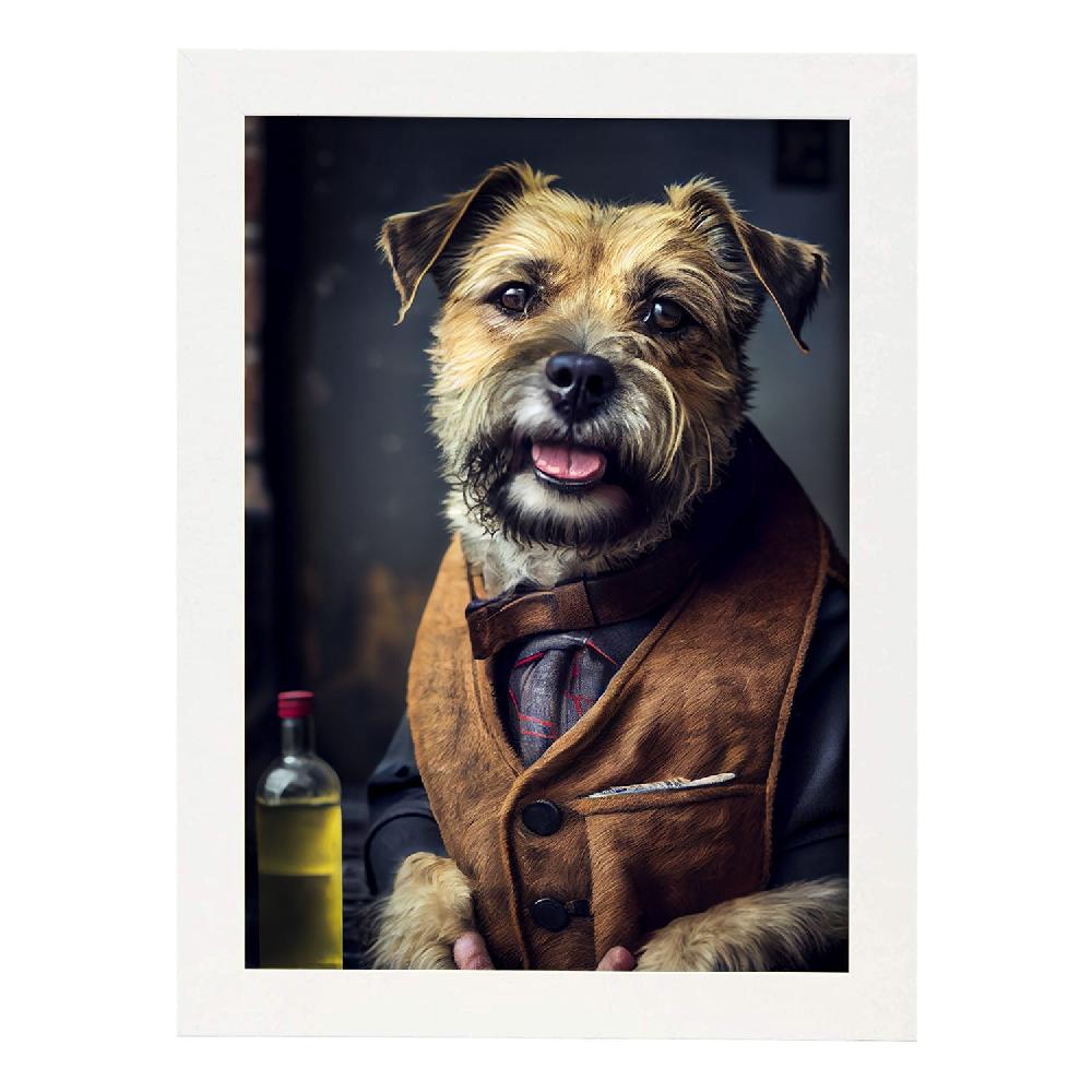 Nacnic Lámina Nacnic De Border Terrier En Estilo Fotografía A Color Con Ropa Humana