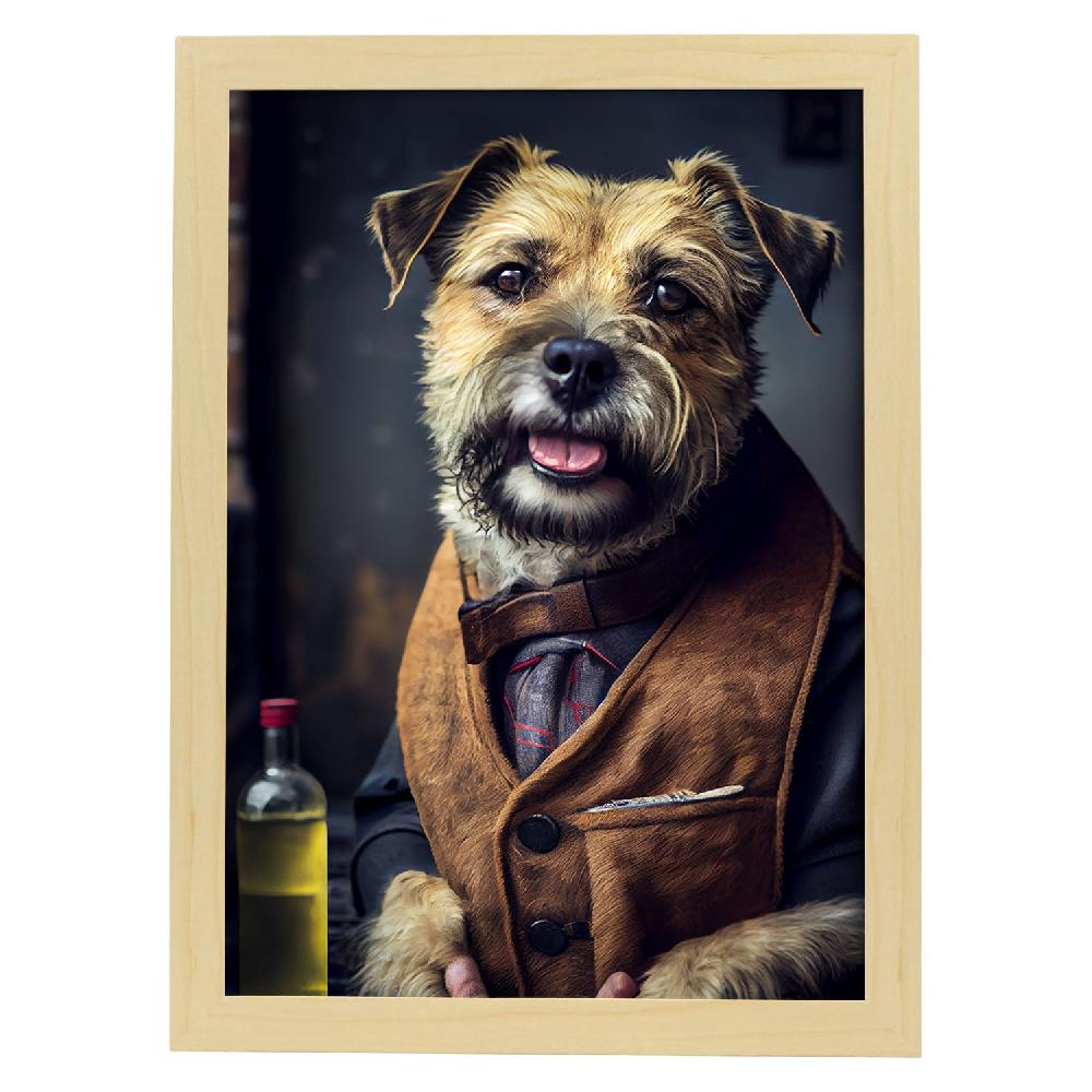 Nacnic Lámina Nacnic De Border Terrier En Estilo Fotografía A Color Con Ropa Humana