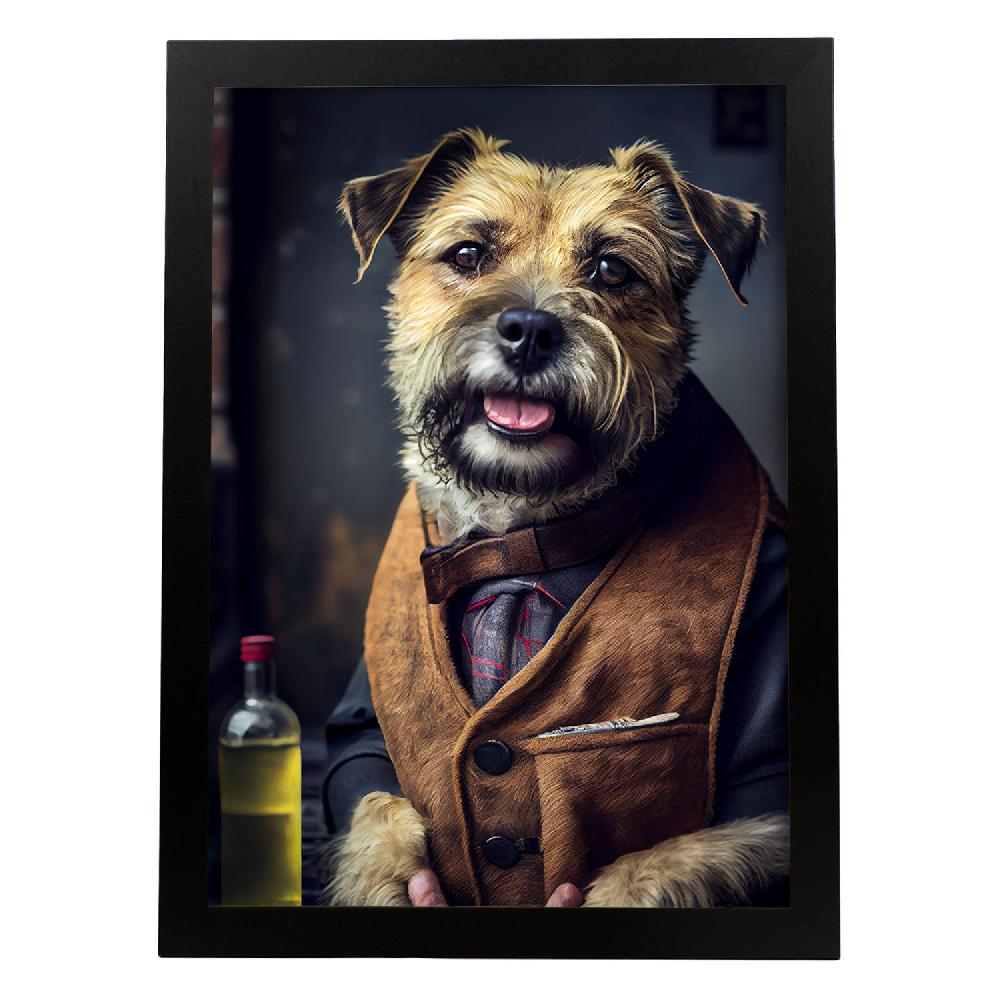 nacnic Lámina Nacnic de Border Terrier en Estilo Fotografía a Color con Ropa Humana