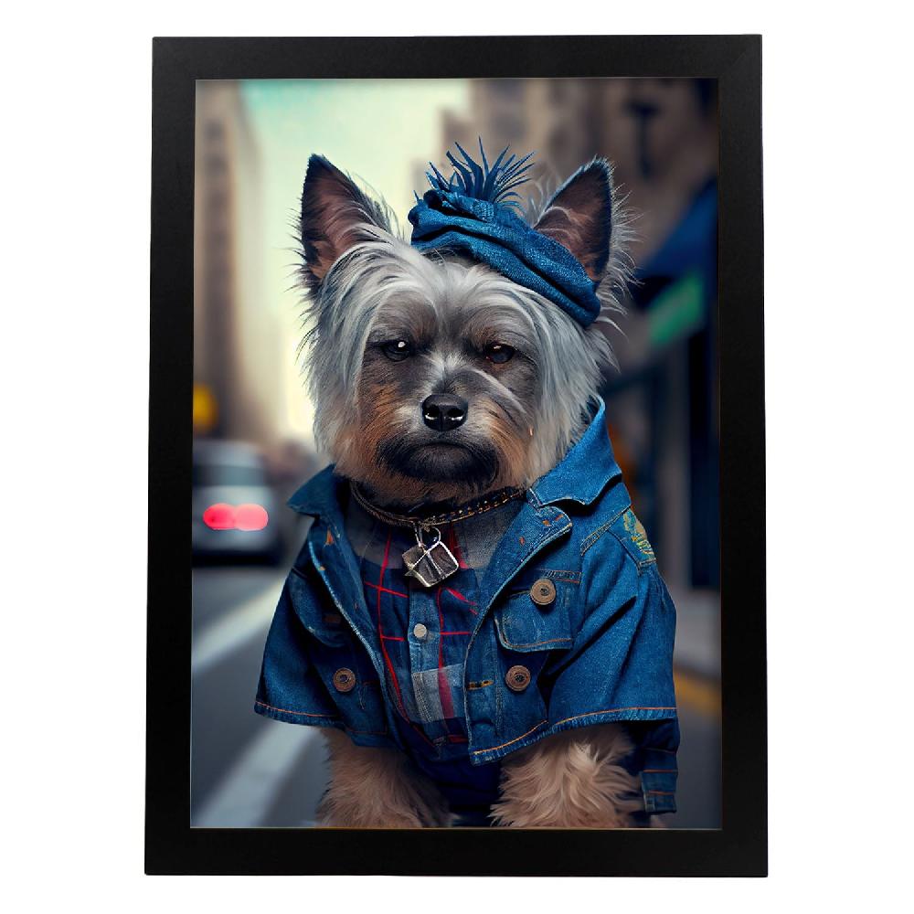 nacnic Lámina Nacnic de Border Terrier en Estilo Fotografía Colorida con Ropa Humana