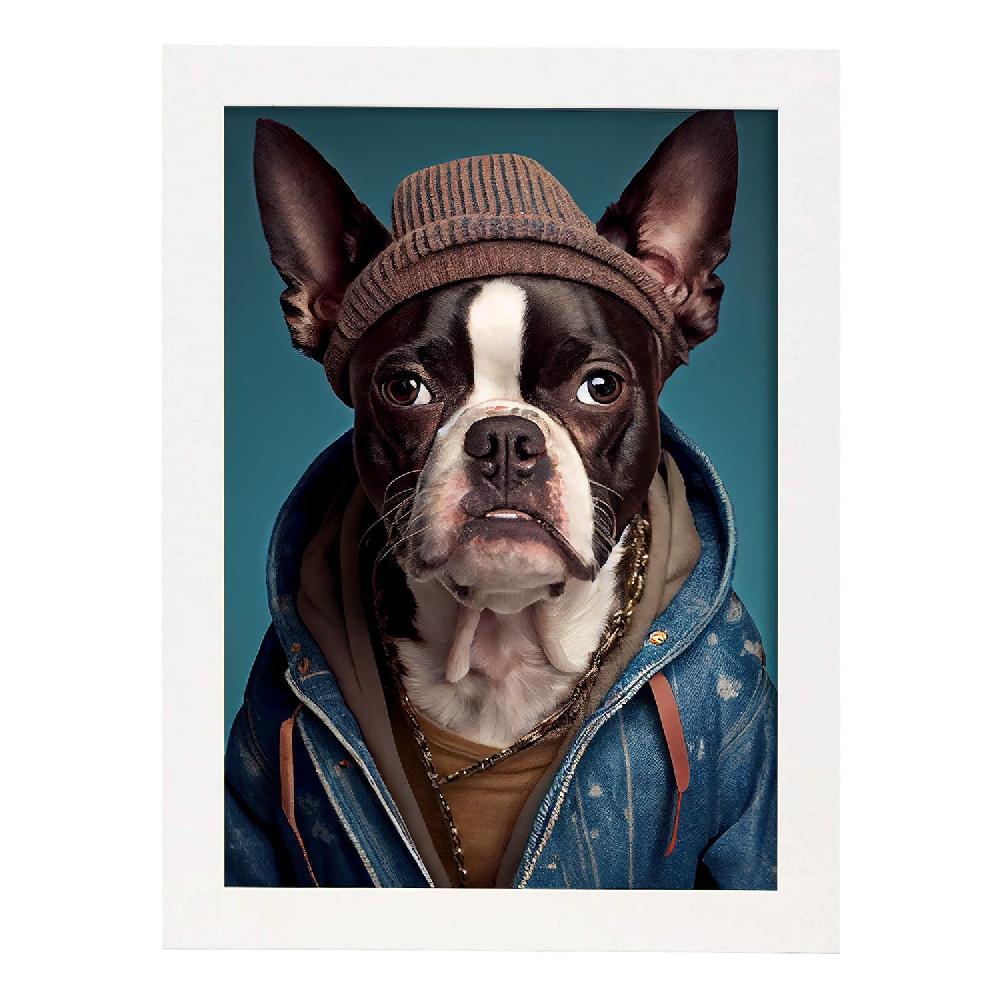 Nacnic Lámina Nacnic De Boston Terrier Vestido En Estilo Humano