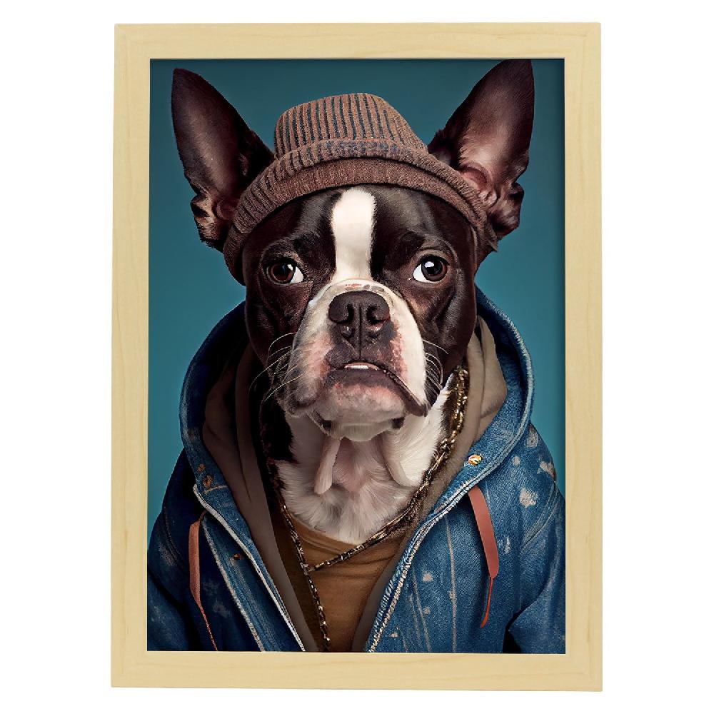 Nacnic Lámina Nacnic De Boston Terrier Vestido En Estilo Humano