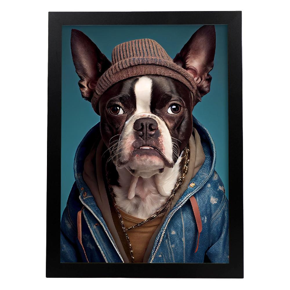 nacnic Lámina Nacnic de Boston Terrier Vestido en Estilo Humano