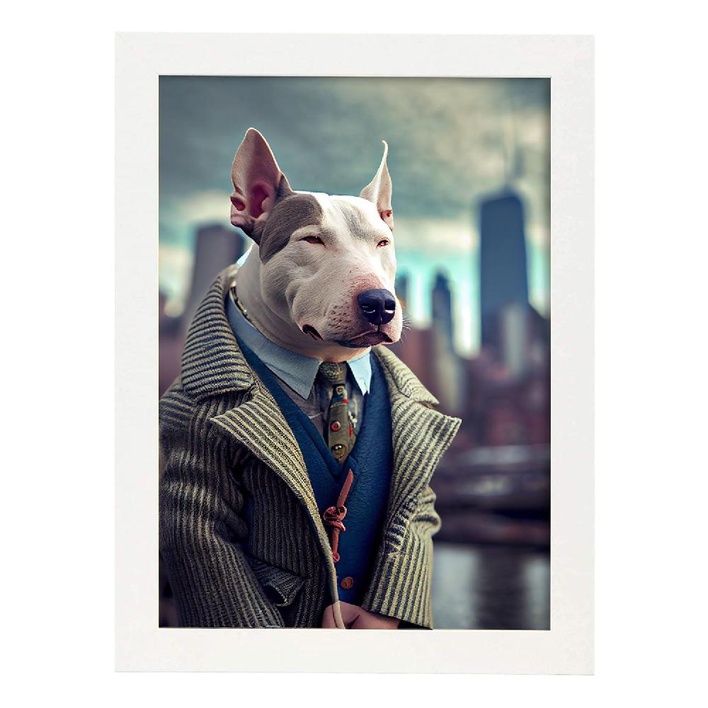 Nacnic Lámina Nacnic De Bull Terrier Paciente En Fotografía A Color Con Ropa Humana