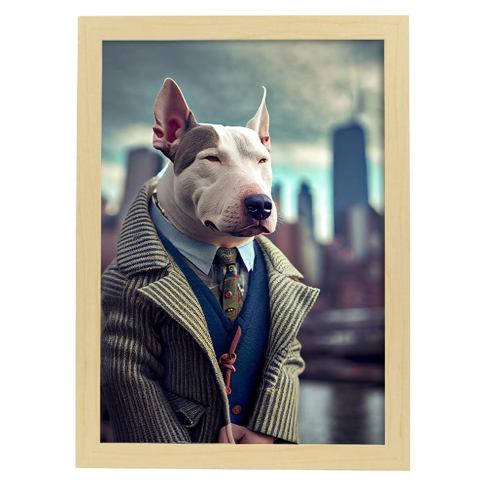 Nacnic Lámina Nacnic De Bull Terrier Paciente En Fotografía A Color Con Ropa Humana