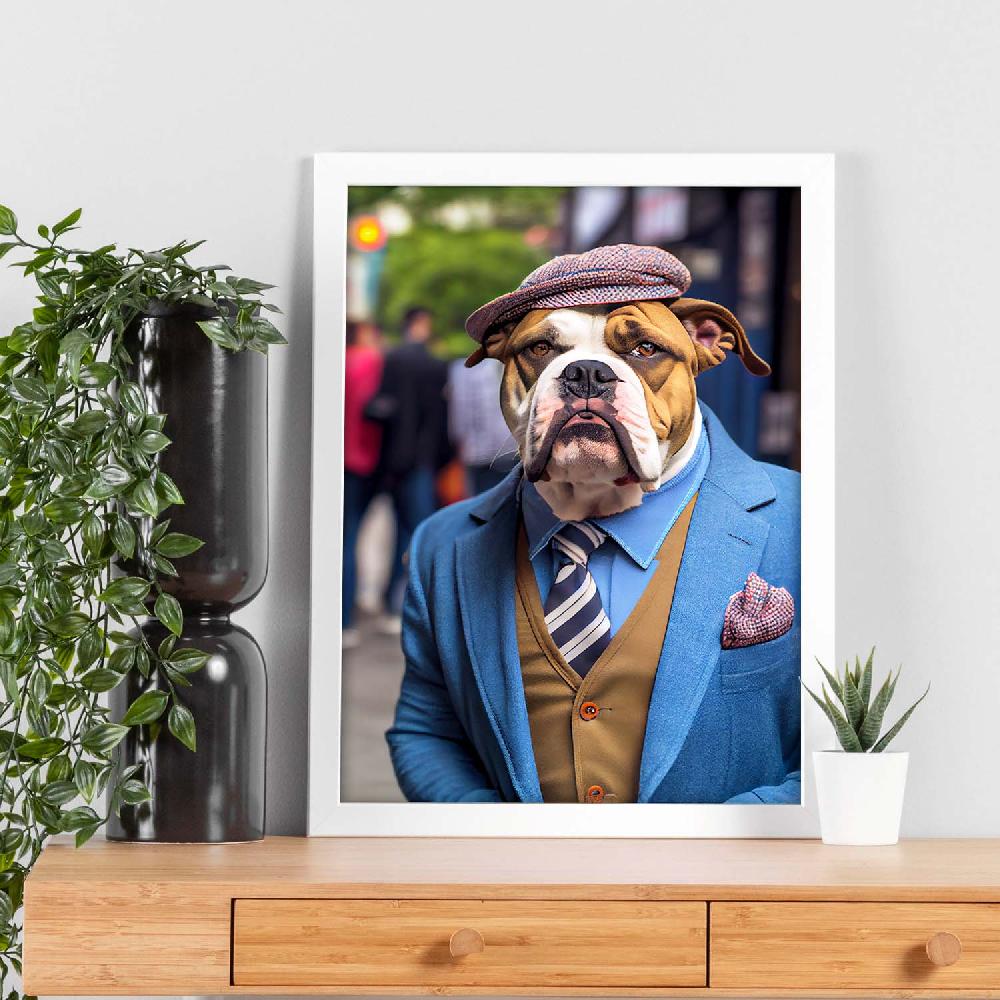 Nacnic Lámina Nacnic De Bulldog Americano Con Ropa Humana En Estilo Fotográfico