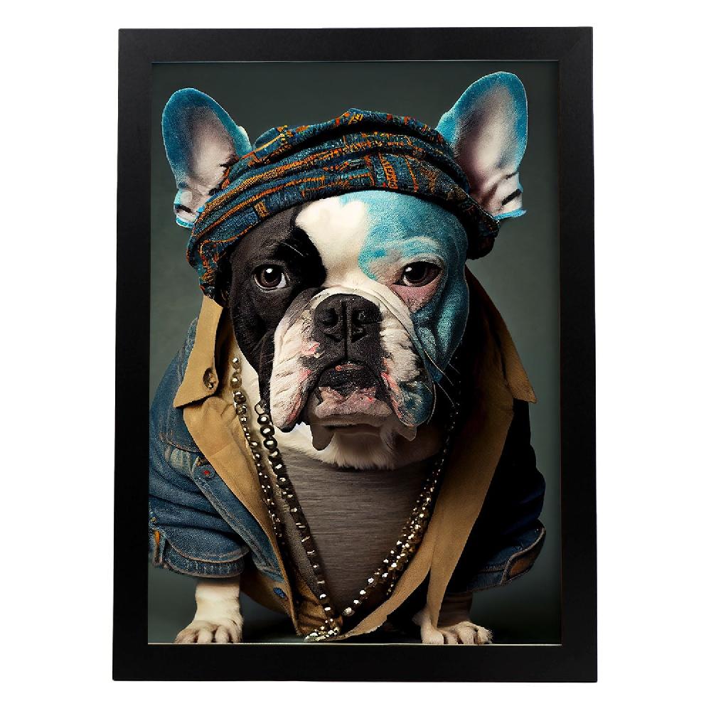 nacnic Lámina Nacnic de Bulldog Vestido en Ropa Humana