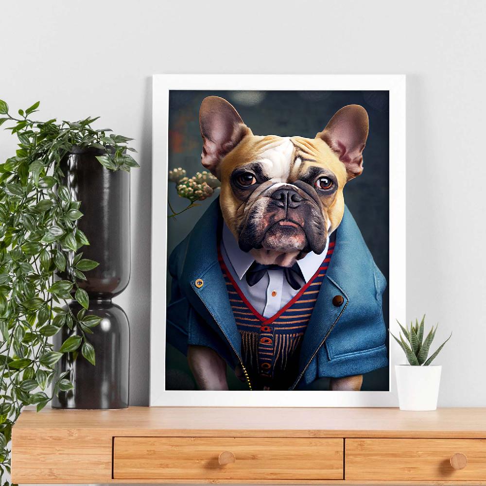 Nacnic Lámina Nacnic De Bulldog Victoriano Con Ropa Humana En Fotografía A Color