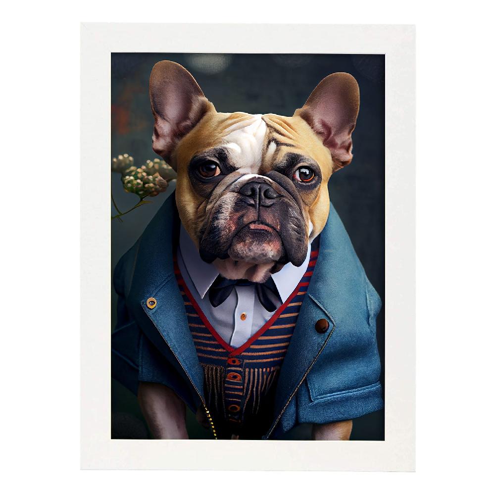 Nacnic Lámina Nacnic De Bulldog Victoriano Con Ropa Humana En Fotografía A Color