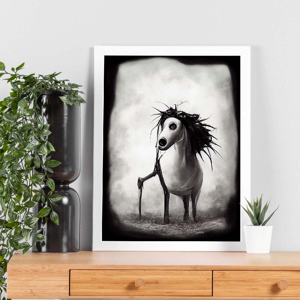 Nacnic Lámina Nacnic De Caballo Cooperativo Estilo T. Burton En Arte Gótico Oscuro
