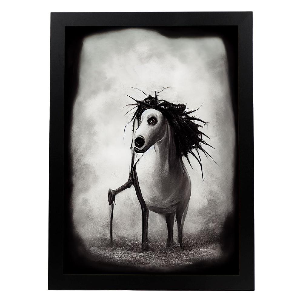 nacnic Lámina Nacnic de Caballo Cooperativo estilo T. Burton en Arte Gótico Oscuro