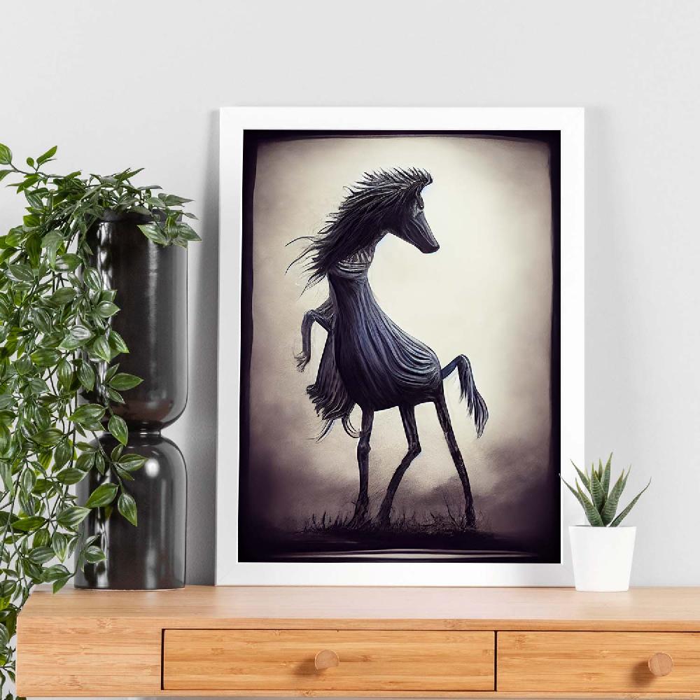 Nacnic Lámina Nacnic De Caballo Energético Estilo T. Burton En Arte Gótico