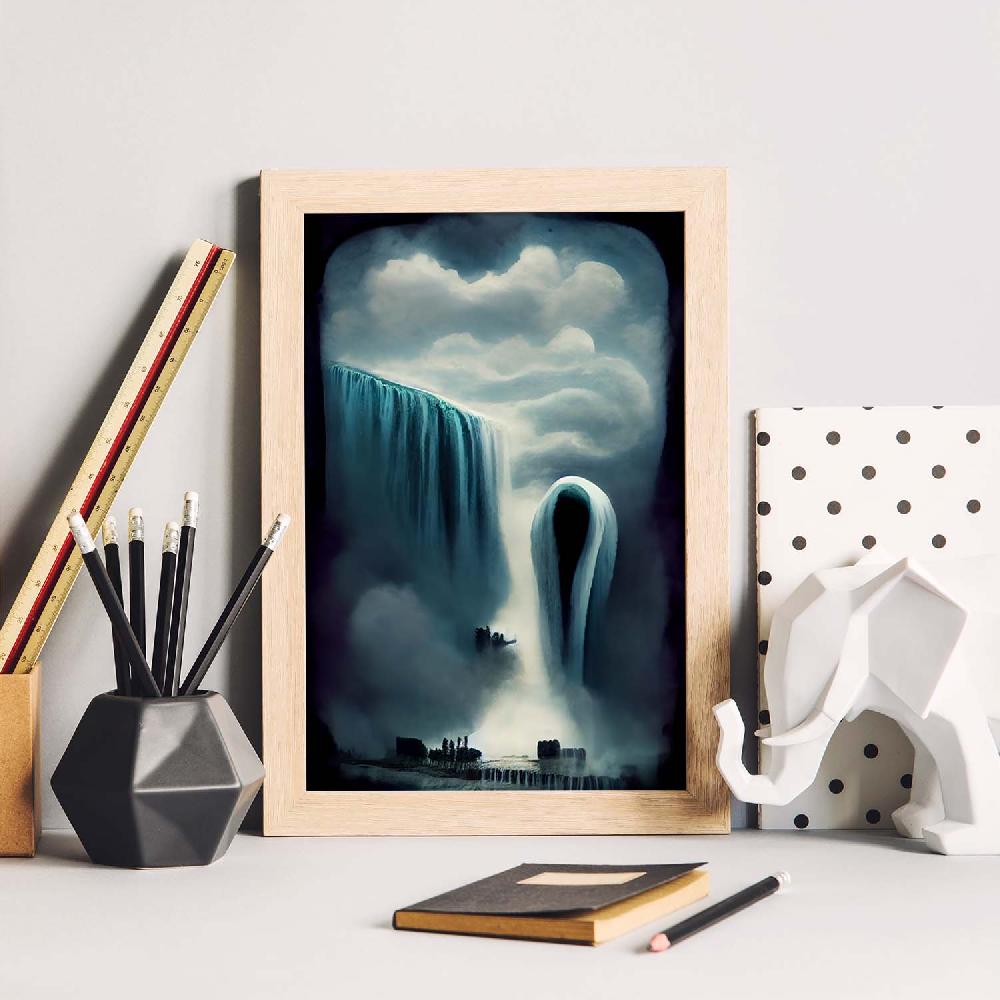 Nacnic Lámina Nacnic De Cataratas Niagara Al Estilo T. Burton Para Decoración De Interiores