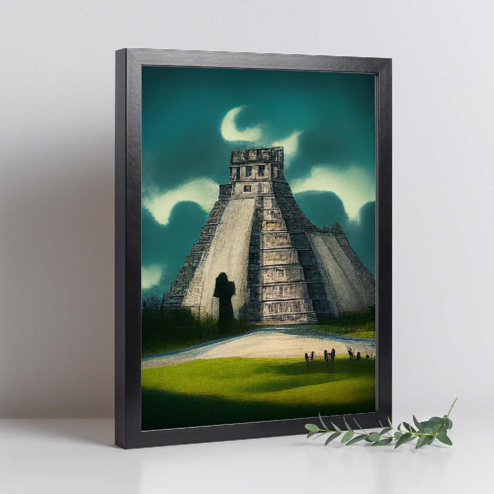 Nacnic Lámina Nacnic De Chichen Itza Al Estilo Gótico Y Oscuro Para Decoración De Interiores