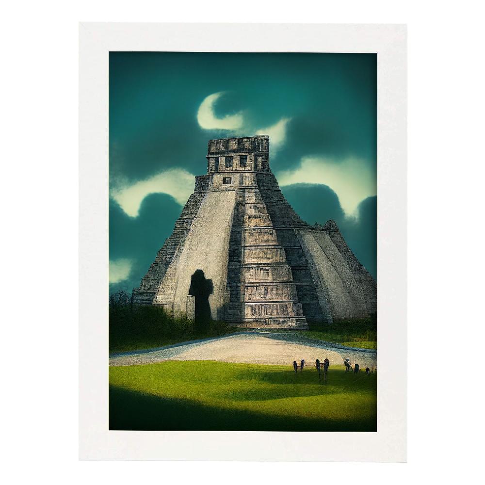 Nacnic Lámina Nacnic De Chichen Itza Al Estilo Gótico Y Oscuro Para Decoración De Interiores