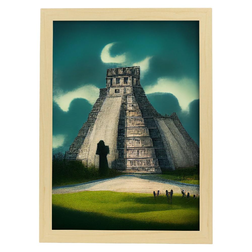 Nacnic Lámina Nacnic De Chichen Itza Al Estilo Gótico Y Oscuro Para Decoración De Interiores