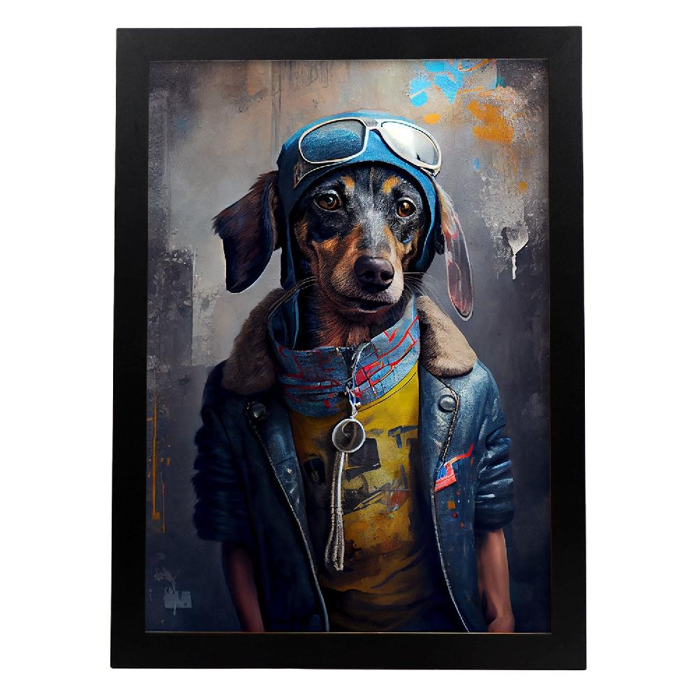 nacnic Lámina Nacnic de Dachshund Aviador en Fotografía a Color