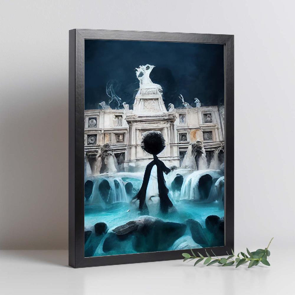 Nacnic Lámina Nacnic De Fontana Di Trevi Al Estilo T. Burton Para Decoración De Interiores