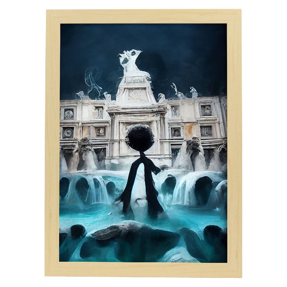 Nacnic Lámina Nacnic De Fontana Di Trevi Al Estilo T. Burton Para Decoración De Interiores